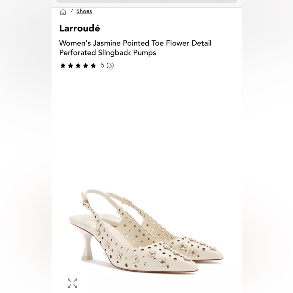 Larroude Cream Flower Detail Slingback Heels